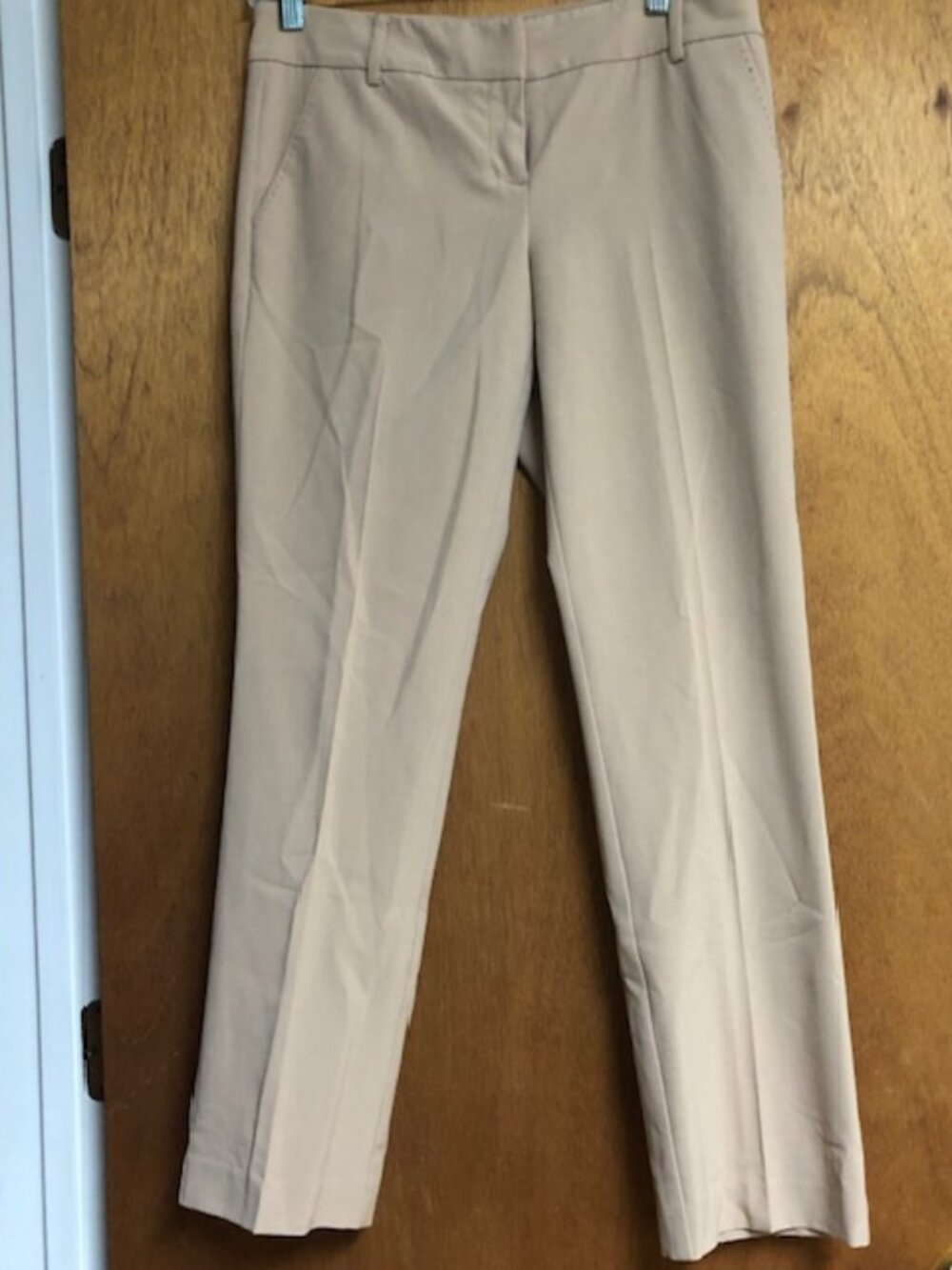 NY&Co Stretch Tan Lightweight Dress Pants Flat Front Career Trousers Women's Sz